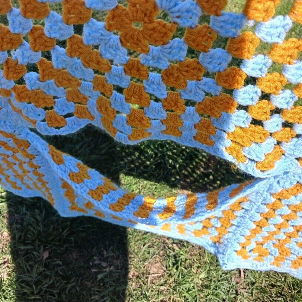 Handmade Crochet Afghan Throw Blanket 66x78